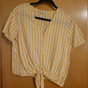Madewell button tie striped blouse -med